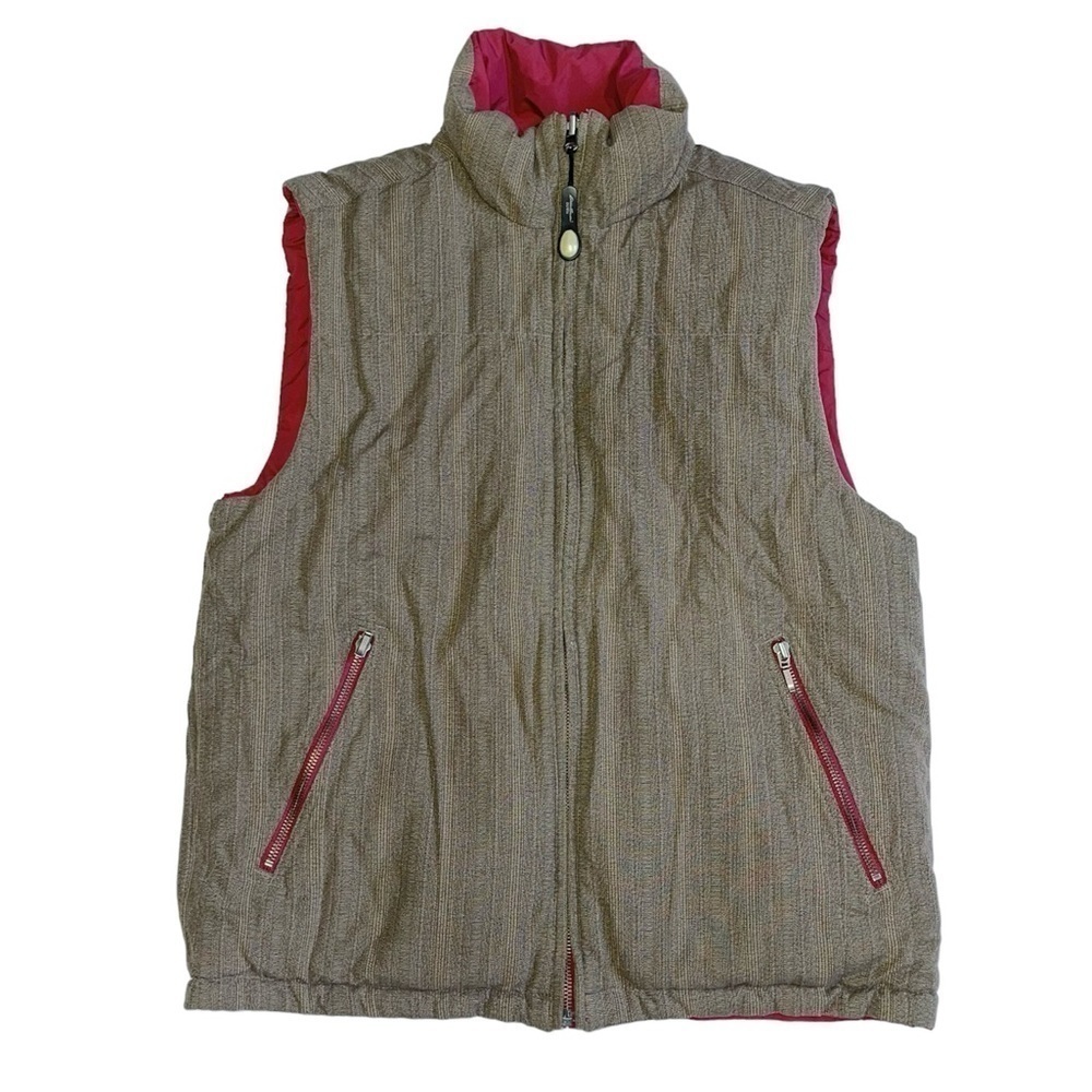Eddie Bauer Brown and Red Reversible Goose Down Vest US S